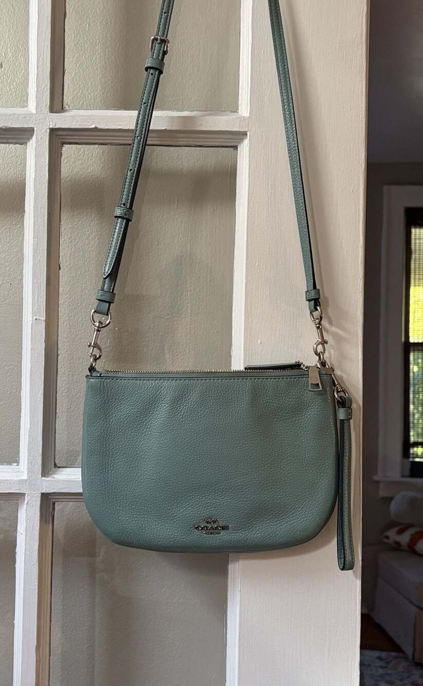 Coach Leather Crossbody Bag Mint Green Pebble Leather